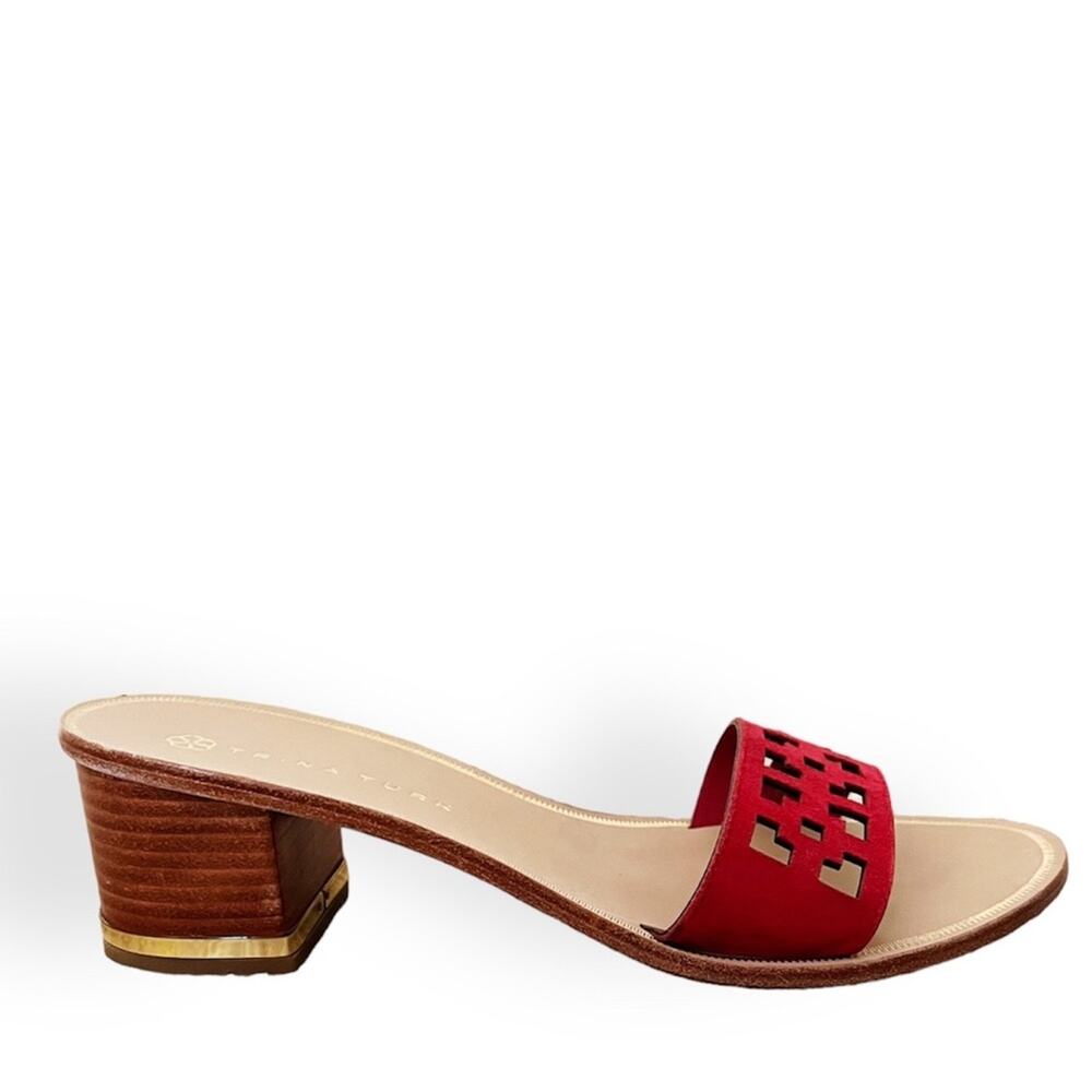 Trina Turk Avery Red Geometric Sandal Block Heels Size 7M - Picture 4 of 9